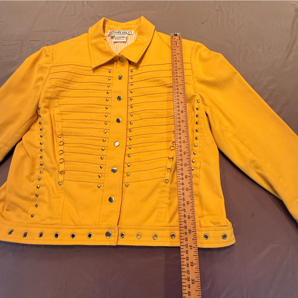Carlisle Yellow/Silver Hardware Studded Button Front Jacket Size 12/Large $365 - Picture 5 of 12